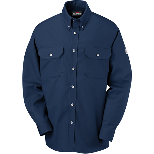 Chemises de luxe r&eacute;sistantes aux flammes Cool Touch 2 &agrave; devant boutonn&eacute;, Petit, Bleu marin Oxymax Inc