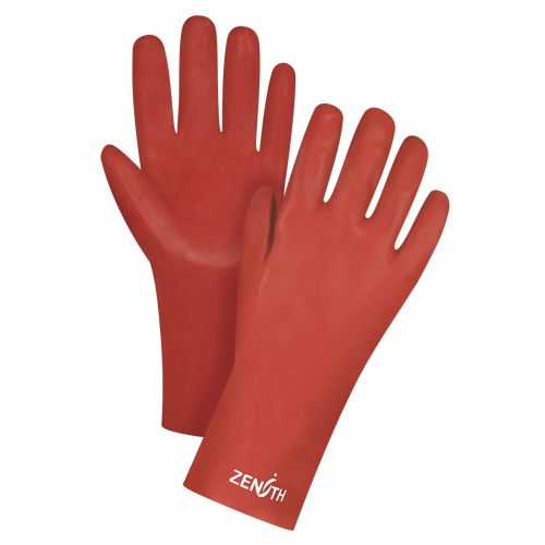 Gants rouges &agrave; fini doux r&eacute;sistants aux produits chimiques, Taille 9, 12" lo, PVC, Doublure en Interlock, 47-mil Oxymax Inc