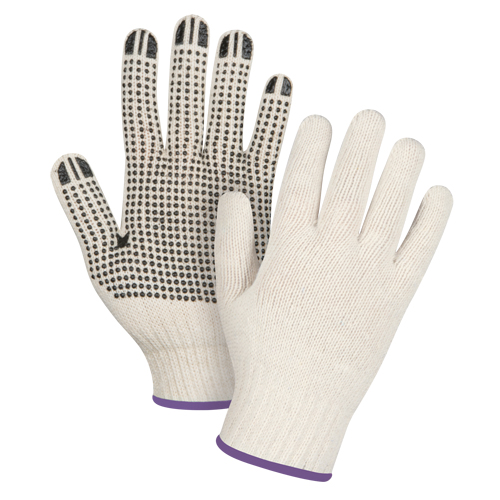 Lightweight Dotted String Knit Gloves, Poly/Cotton, Single Sided, 7 Gauge, X-Small Oxymax Inc