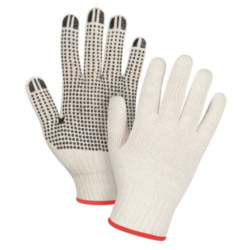 Lightweight Dotted String Knit Gloves, Poly/Cotton, Single Sided, 7 Gauge, Small Oxymax Inc