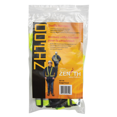 Standard-Duty Safety Harness, High Visibility Lime-Yellow, Silver Reflective Colour, X-Large Oxymax Inc