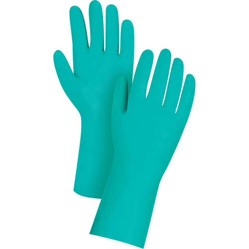 Gants de premi&egrave;re qualit&eacute; &agrave; prise en losange r&eacute;sistants aux produits chimiques, Taille Moyen/8, 13" lo, Nitrile, 11 mils Oxymax Inc