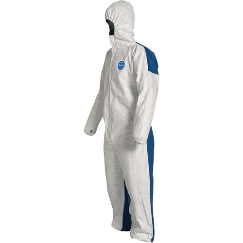 Hooded Coveralls, 4X-Large, Blue/White, Tyvek&reg; 400 D Oxymax Inc