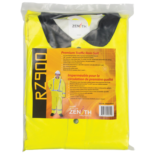 RZ900 Premium Traffic Rain Suit, Polyester/PVC, Medium, Lime-Yellow Oxymax Inc