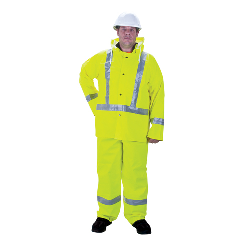 RZ900 Premium Traffic Rain Suit, Polyester/PVC, Medium, Lime-Yellow Oxymax Inc