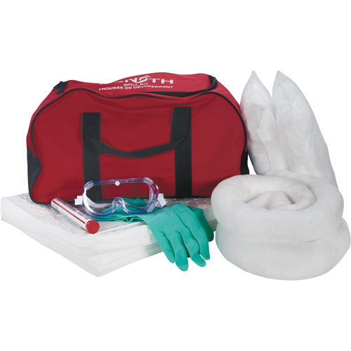 Trousse de lutte contre les d&eacute;versements pour v&eacute;hicules, Huile seulement, Sac, Absorbance de 10 gal. US Oxymax Inc