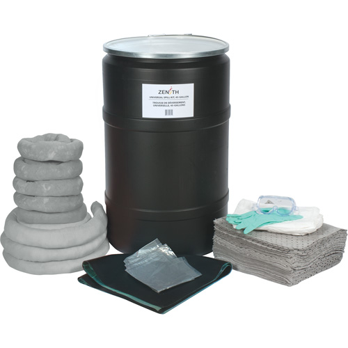 Trousse de lutte contre les d&eacute;versements, Universel, Baril, Absorbance de 55 gal. US Oxymax Inc