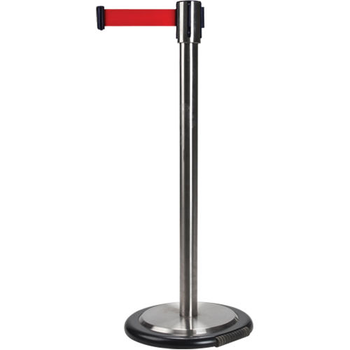 Barri&egrave;res sur pieds pour le contr&ocirc;le des foules, Acier, 35" h, Ruban Rouge, Longueur du ruban 12' Oxymax Inc