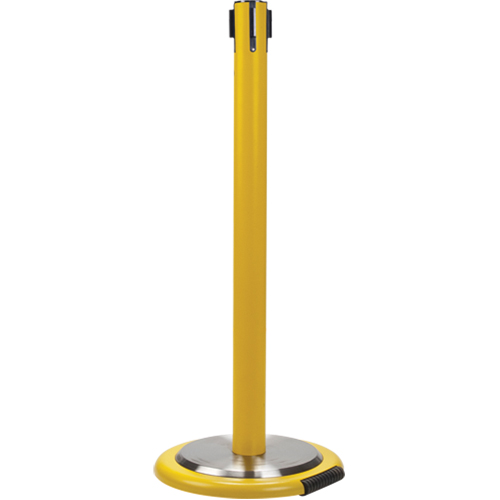 Poteau r&eacute;cepteur pour barri&egrave;res sur pieds pour le contr&ocirc;le des foules avec roues, Hauteur de 35", Jaune Oxymax Inc