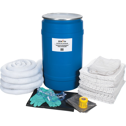 Trousse de lutte contre les d&eacute;versements, Huile seulement, Baril, Absorbance de 30 gal. US Oxymax Inc