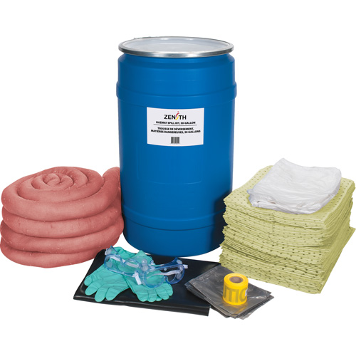 Trousse de lutte contre les d&eacute;versements, Mati&egrave;res dangereuses, Baril, Absorbance de 30 gal. US Oxymax Inc