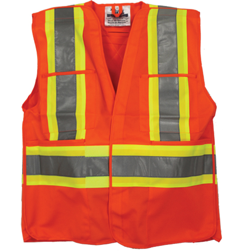 Tear Away Safety Vest, High Visibility Orange, 4X-Large/5X-Large, Polyester Oxymax Inc