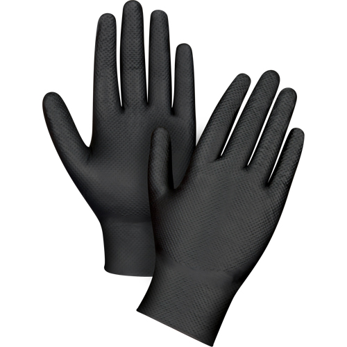 Heavyweight Tactile Grip Examination Gloves, X-Small, Nitrile, 8-mil, Powder-Free, Black Oxymax Inc