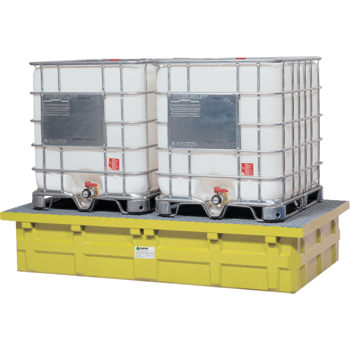 Double IBC Low-Top With Drain, 385 US gal. Spill Capacity, 110" x 55" x 20" Oxymax Inc