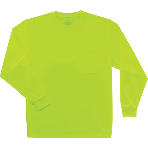 GloWear 8091 Non-Certified Long Sleeve T-Shirt, Polyester, Small, High Visibility Lime-Yellow Oxymax Inc