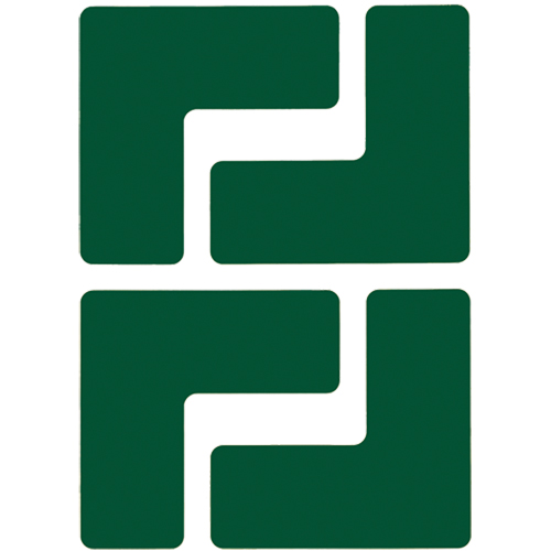 Floor Corner Marks, L, 5" L x 2" W, Green, Polyester Oxymax Inc