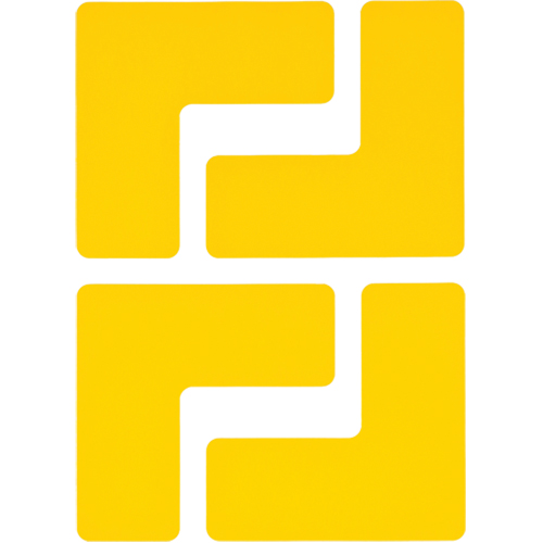 Floor Corner Marks, L, 5" L x 2" W, Yellow, Polyester Oxymax Inc