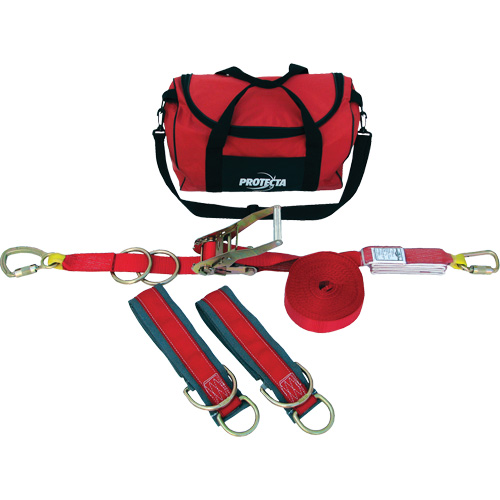 Syst&egrave;me de corde de s&eacute;curit&eacute; horizontale temporaire PRO-Line, 60', Sangles, Pivotant Oxymax Inc