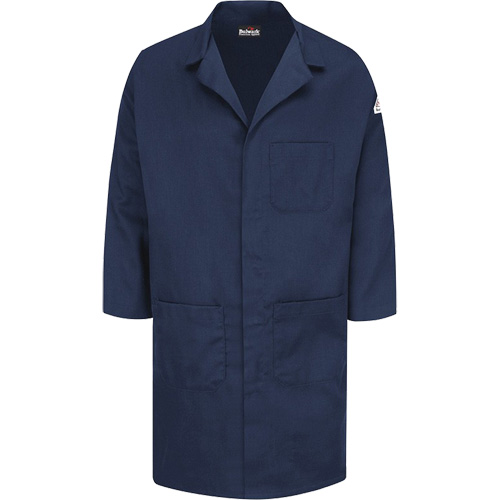 Excel FR&reg; ComforTouch&reg; Lab Coat, Cotton, Medium, Navy Blue Oxymax Inc