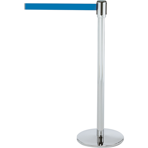 Montant pour barri&egrave;re Slimline TensaBarrier, Acier, 38" h, Ruban Bleu, Longueur du ruban 7,5' Oxymax Inc