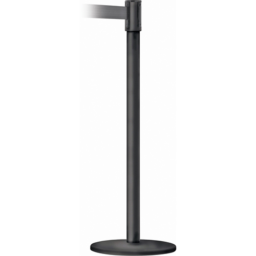 Montant pour barri&egrave;re Slimline TensaBarrier, Acier, 38" h, Ruban Noir, Longueur du ruban 7,5' Oxymax Inc