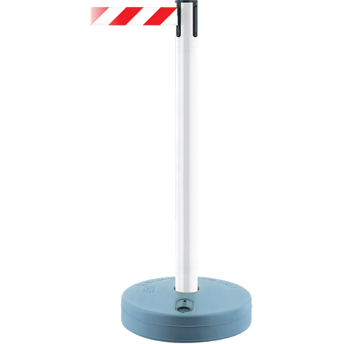 Montant ext&eacute;rieur pour barri&egrave;re TensaBarrier, Plastique, 37" h, Ruban Blanc/Rouge, Longueur du ruban 13' Oxymax Inc