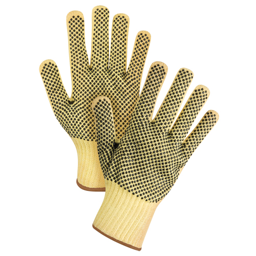 Gants tricot&eacute;s deux c&ocirc;t&eacute;s, sans couture, &agrave; pois, Taille Grand/9, Calibre 7, Rev&ecirc;tement PVC, Enveloppe en Kevlar, ASTM ANSI niveau A2/EN 388 niveau 3 Oxymax Inc
