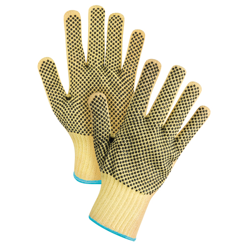 Gants tricot&eacute;s deux c&ocirc;t&eacute;s, sans couture, &agrave; pois, Taille T-Grand/10, Calibre 7, Rev&ecirc;tement PVC, Enveloppe en Kevlar, ASTM ANSI niveau A2/EN 388 niveau 3 Oxymax Inc