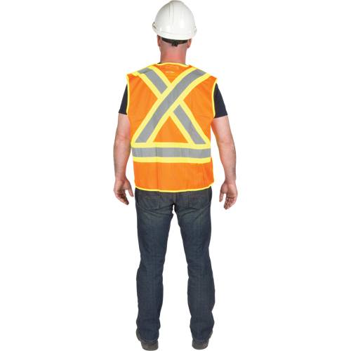 Veste de s&eacute;curit&eacute; d&eacute;tachable en cinq points de premi&egrave;re qualit&eacute;, Orange haute visibilit&eacute;, Grand/T-Grand, Polyester Oxymax Inc