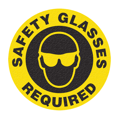 "Safety Glasses" Floor Sign, Adhesive, English with Pictogram Oxymax Inc