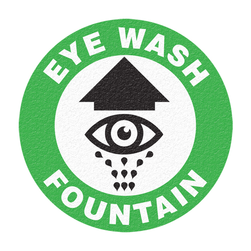 Panneau de signalisation au sol  Eye Wash Fountain , Adh&eacute;sif, Anglais avec pictogramme Oxymax Inc