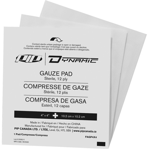 Gaze Dynamic, Tampon, 4" lo x 4" la, St&eacute;rile, Dispositif m&eacute;dical Classe 1 Oxymax Inc