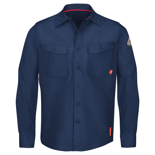 IQ Endurance&reg; Men's Work Shirts, Small, Navy Blue Oxymax Inc