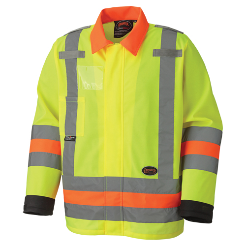6007 Breathable Traffic Safety Jacket, Polyester, High Visibility Lime-Yellow, X-Small Oxymax Inc