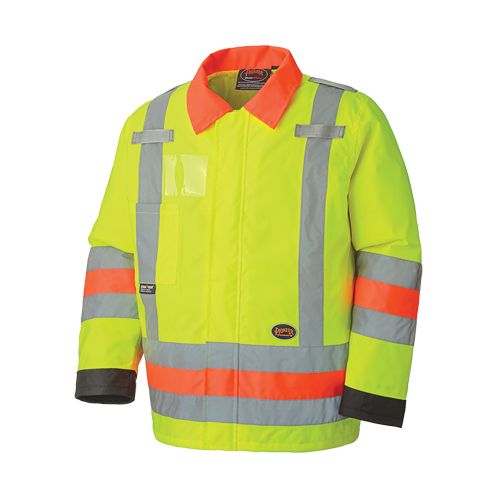 6037 Manteau de s&eacute;curit&eacute; imperm&eacute;able pour le contr&ocirc;le de la circulation, Polyester, Jaune lime haute visibilit&eacute;, T-petit Oxymax Inc