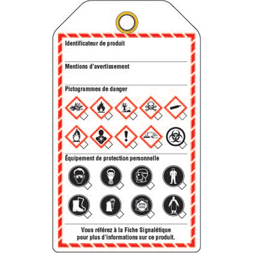 &eacute;tiquettes pour le milieu de travail, Papier cartonn&eacute;, 3-3/8" la x 5-3/4" h, Français Oxymax Inc