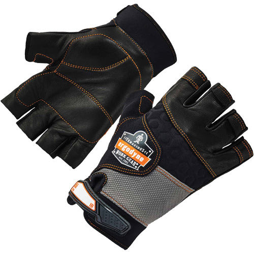 ProFlex 901 Half-Finger Leather Impact Gloves, Small, Grain Leather Palm, Hook & Loop Cuff Oxymax Inc