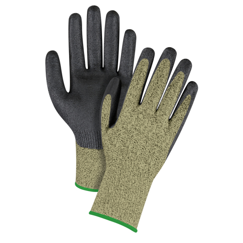 Gants &eacute;lastiques sans coutures r&eacute;sistants &agrave; la coupe noir & jaune, Taille Moyen/8, Calibre 13, Rev&ecirc;tement Mousse de nitrile, Enveloppe en Aramide, ASTM ANSI niveau A6 Oxymax Inc