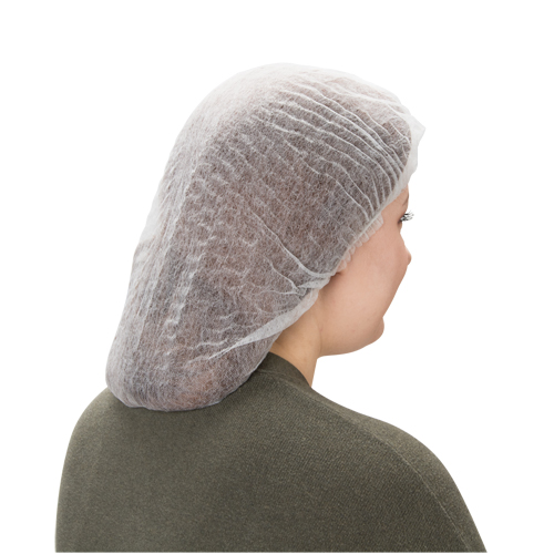 Bonnet bouffant pliss&eacute;, Polypropyl&egrave;ne, 21", Blanc Oxymax Inc