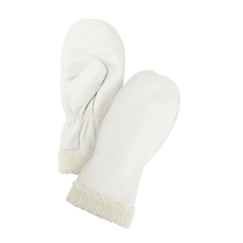 Mitaines d'hiver en cuir fleur de premi&egrave;re qualit&eacute; doubl&eacute;es de boa, Taille Grand, Mitaine Oxymax Inc