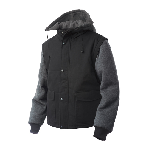 Manteau avec manches &agrave; fermeture &agrave; glissi&egrave;re, Hommes, Grand, Noir Oxymax Inc