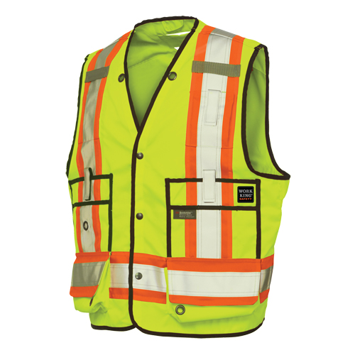Veste de s&eacute;curit&eacute; pour arpenteur, Jaune lime haute visibilit&eacute;, T-Grand, Polyester Oxymax Inc