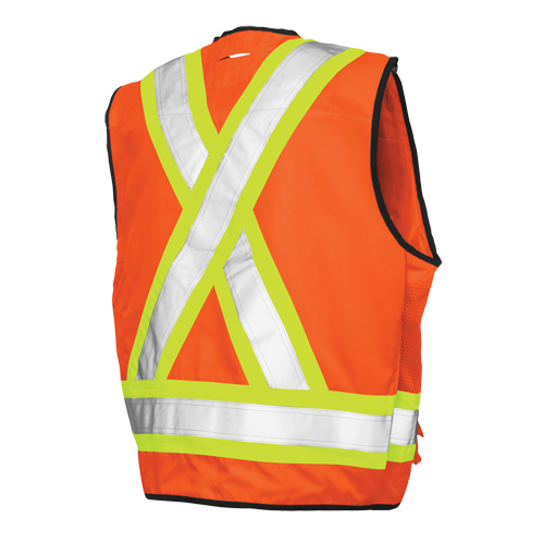 Veste de s&eacute;curit&eacute; pour arpenteur, Orange haute visibilit&eacute;, Grand, Polyester Oxymax Inc