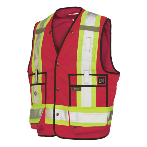 Veste de s&eacute;curit&eacute; pour arpenteur, Rouge, Grand, Polyester Oxymax Inc