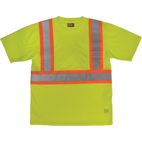 T-shirt de s&eacute;curit&eacute; avec poche &agrave; manches courtes, Polyester, Grand, Jaune lime haute visibilit&eacute; Oxymax Inc