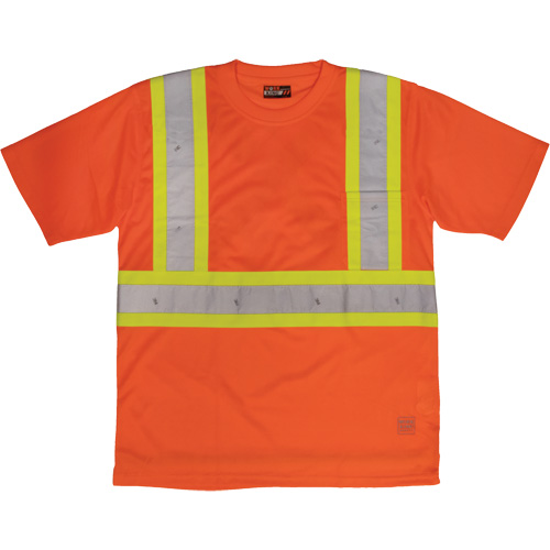 T-shirt de s&eacute;curit&eacute; avec poche &agrave; manches courtes, Polyester, Grand, Orange haute visibilit&eacute; Oxymax Inc