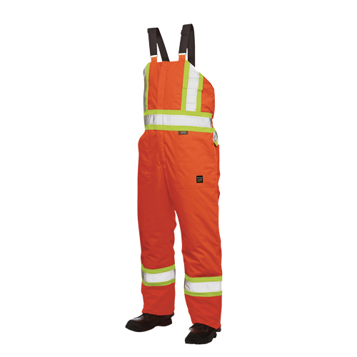 Salopettes de s&eacute;curit&eacute; doubl&eacute;e, Polyester/Polyur&eacute;thane, Grand, Orange haute visibilit&eacute; Oxymax Inc