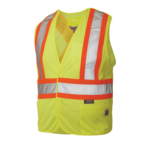 Veste de s&eacute;curit&eacute; d&eacute;tachable en cinq points, Jaune lime haute visibilit&eacute;, Grand/T-Grand, Polyester Oxymax Inc