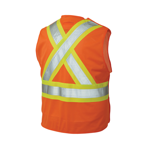 Veste de s&eacute;curit&eacute; d&eacute;tachable en cinq points, Orange haute visibilit&eacute;, Grand/T-Grand, Polyester Oxymax Inc