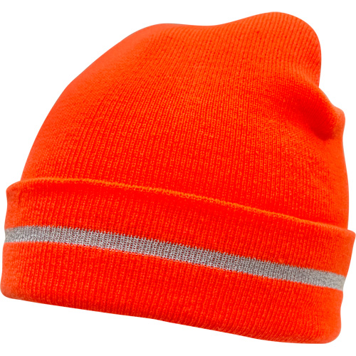 Bonnet en tricot haute visibilit&eacute; avec bande r&eacute;fl&eacute;chissante, Orange haute visibilit&eacute;, Acrylique Oxymax Inc